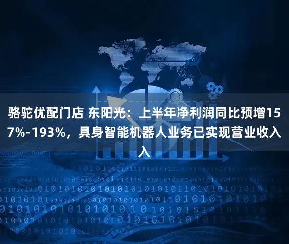 骆驼优配门店 东阳光：上半年净利润同比预增157%-193%，具身智能机器人业务已实现营业收入