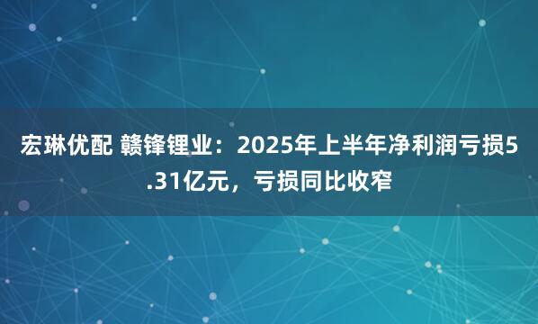 宏琳优配 赣锋锂业：2025年上半年净利润亏损5.31亿元，亏损同比收窄